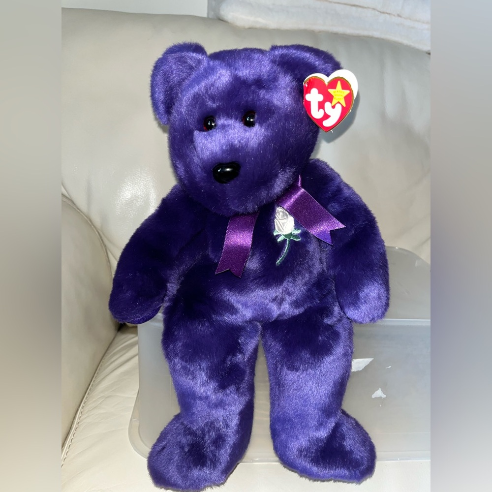 1998 Princess Diana Large Ty Deep Purple Plush Bear